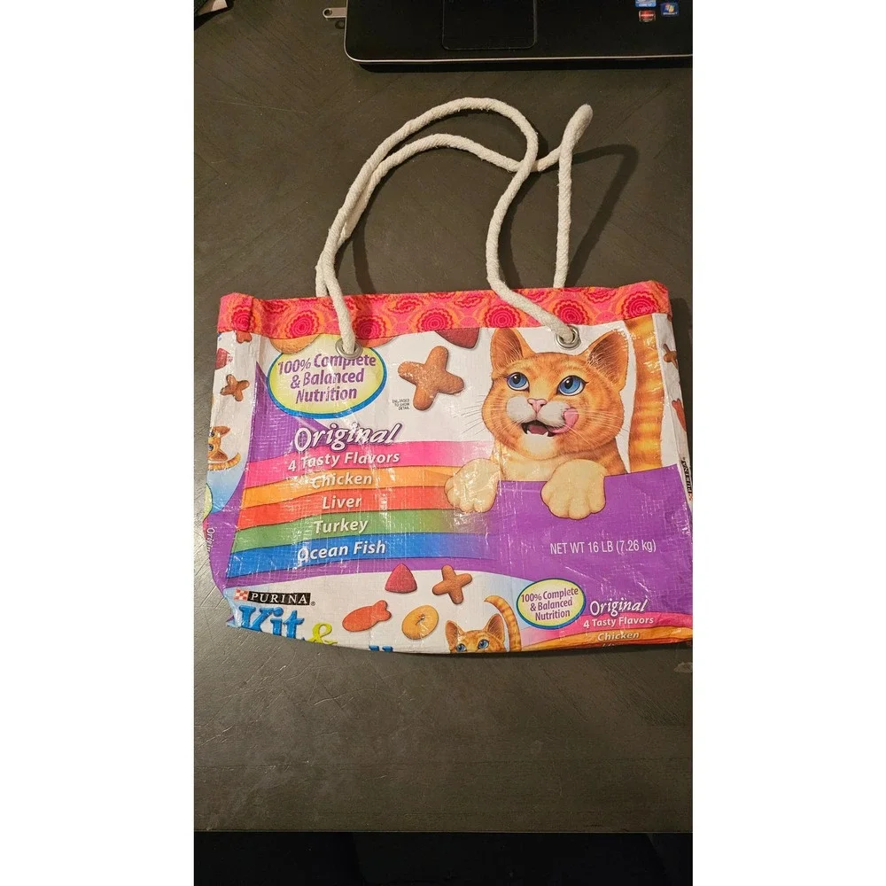 Upcycled‎ Kit and Kaboodle cat Tote bag